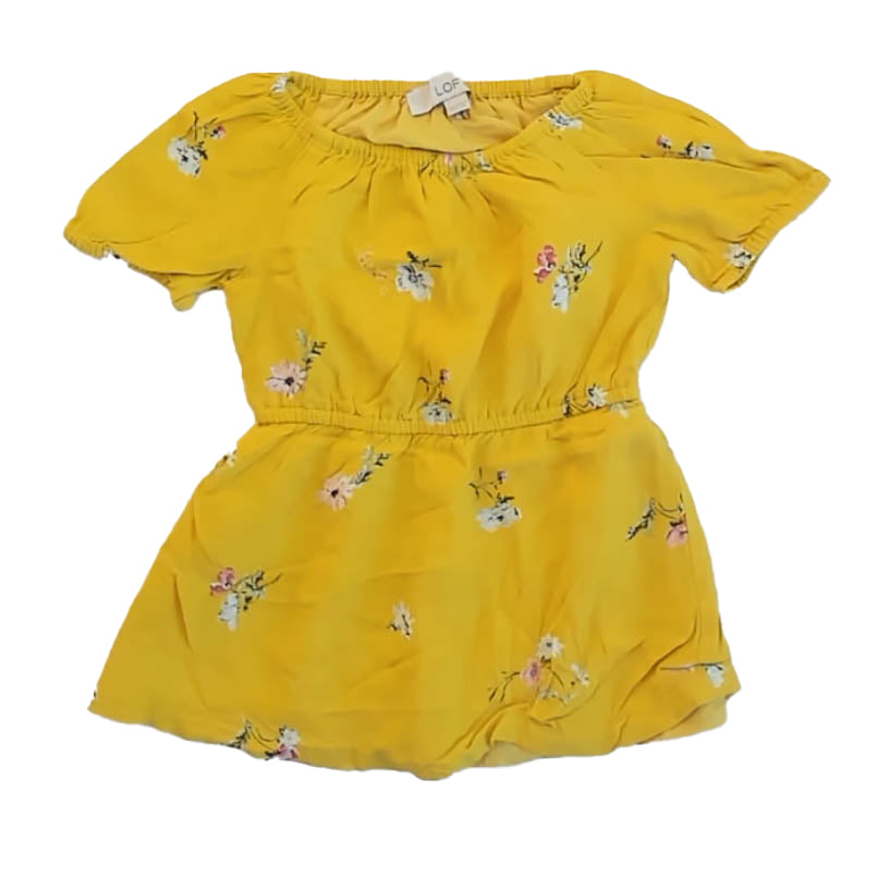 Loft Girls Yellow Floral Dress Size: 3-4T Yellow Floral