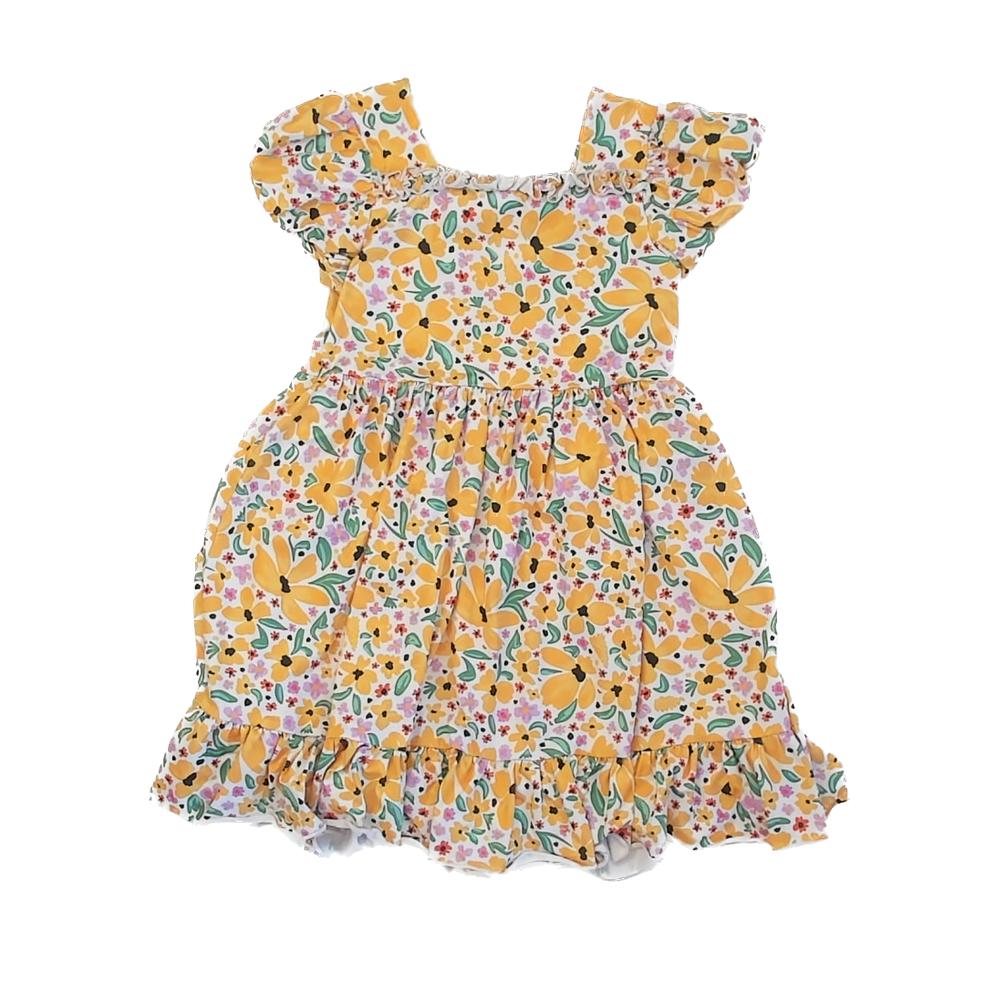 Marie Nicole Girls Yellow Floral Dress Size: 3XL Yellow Floral