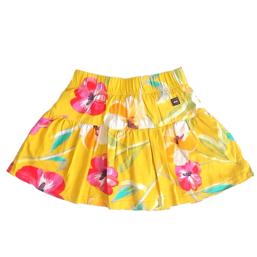 Tea Collection Girls Yellow Floral Skirt Size: 3T Yellow Floral