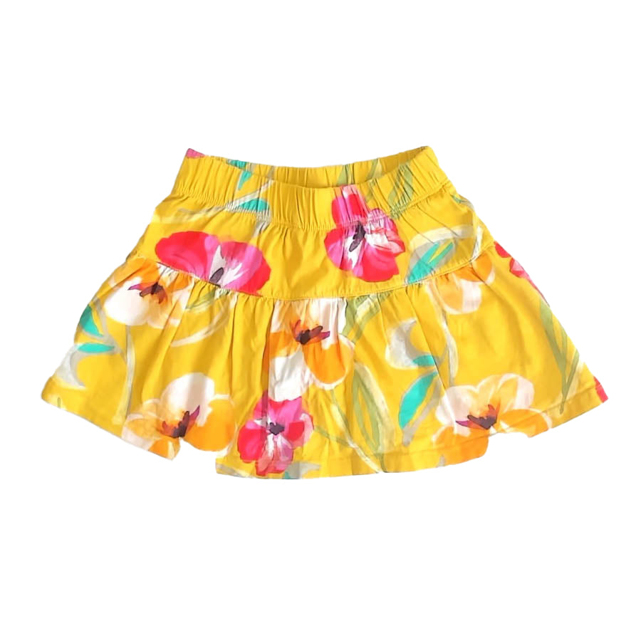 Tea Collection Girls Yellow Floral Skirt Size: 3T Yellow Floral