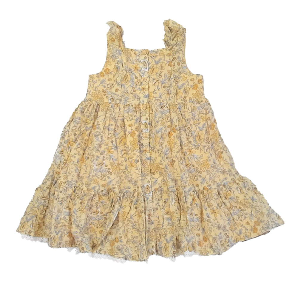 Catherine Malandrino Girls Yellow Floral Dress Size: 5T Yellow Floral