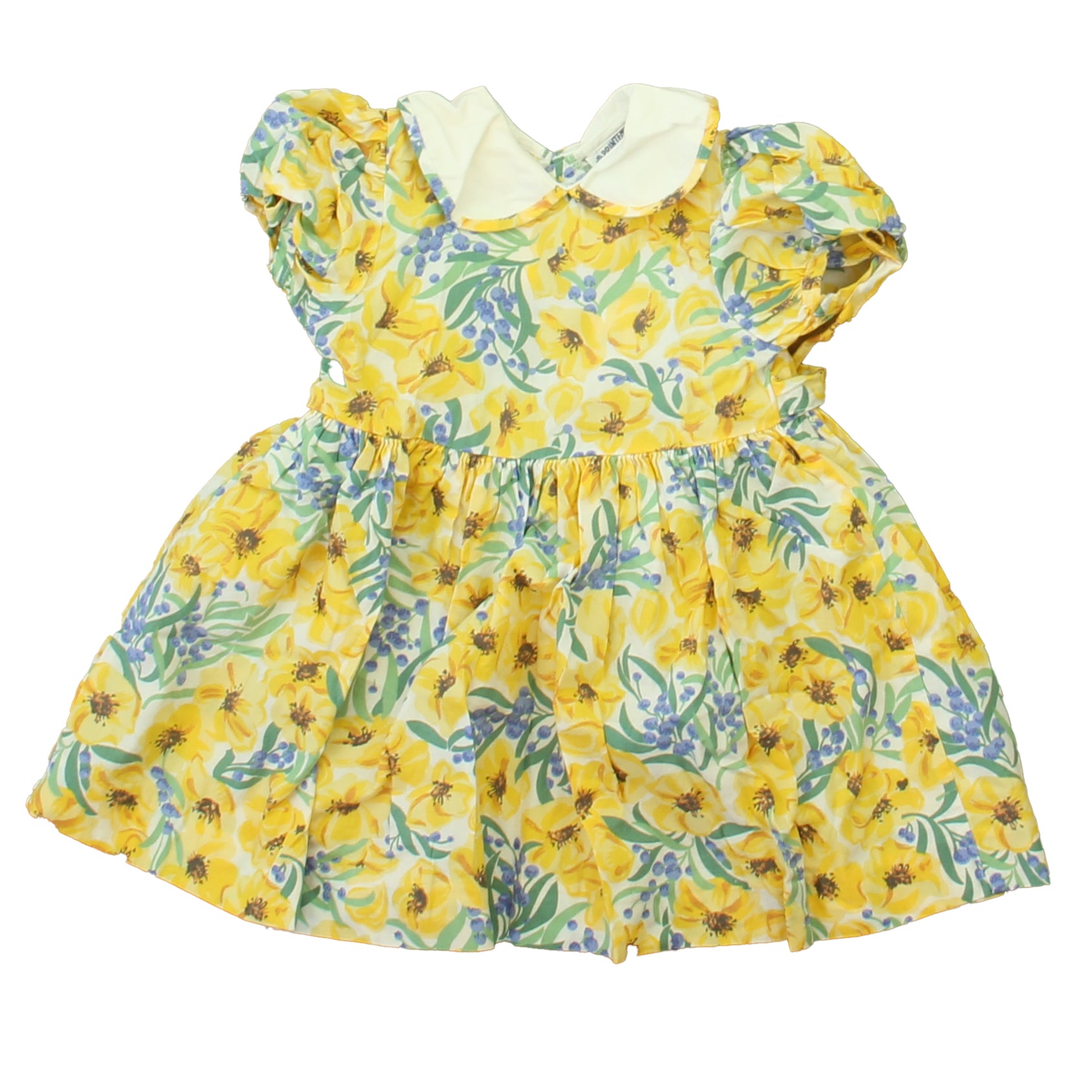Printemps Girls Yellow Floral Dress Size: 6 Months Yellow Floral