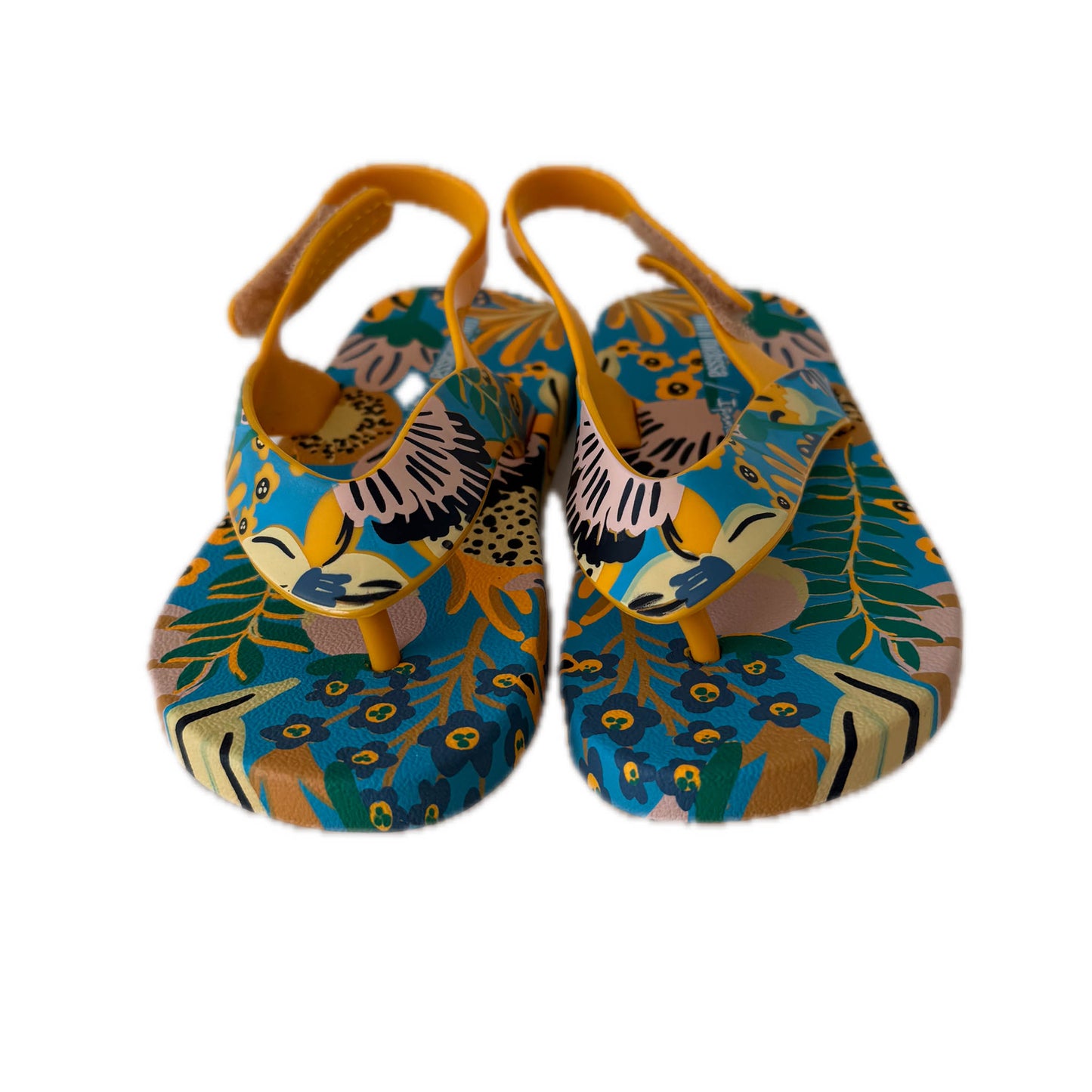 Mini melissa Girls Yellow Floral Flip Flops Size: 8 Toddler Yellow Floral