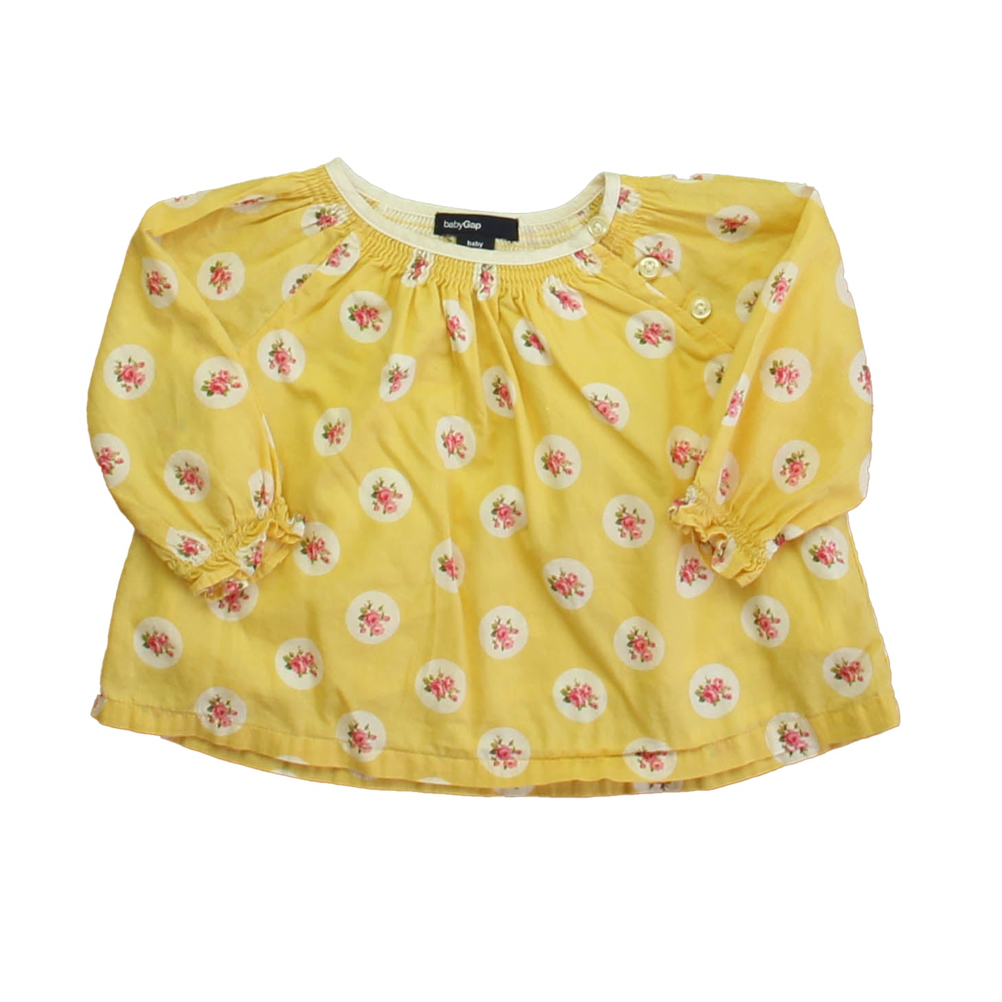 Gap Girls Yellow Floral Blouse Size: 3-6 Months Yellow Floral