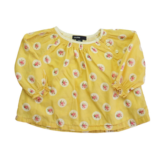 Gap Girls Yellow Floral Blouse Size: 3-6 Months Yellow Floral