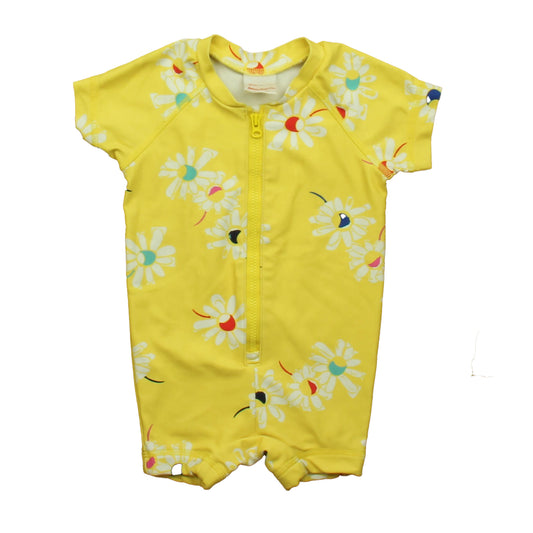 Hanna Andersson Girls Yellow Floral 1-piece Swimsuit Size: 6-12 Months Yellow Floral