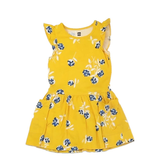 Tea Collection Girls Yellow Floral Dress Size: 3T Yellow Floral