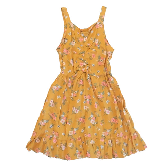 Little Lass Girls Yellow Floral Dress Size: 6 Years Yellow Floral