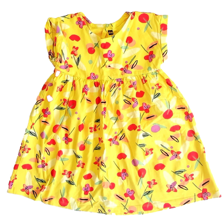 Tea Collection Girls Yellow Floral Dress Size: 4T Yellow Floral