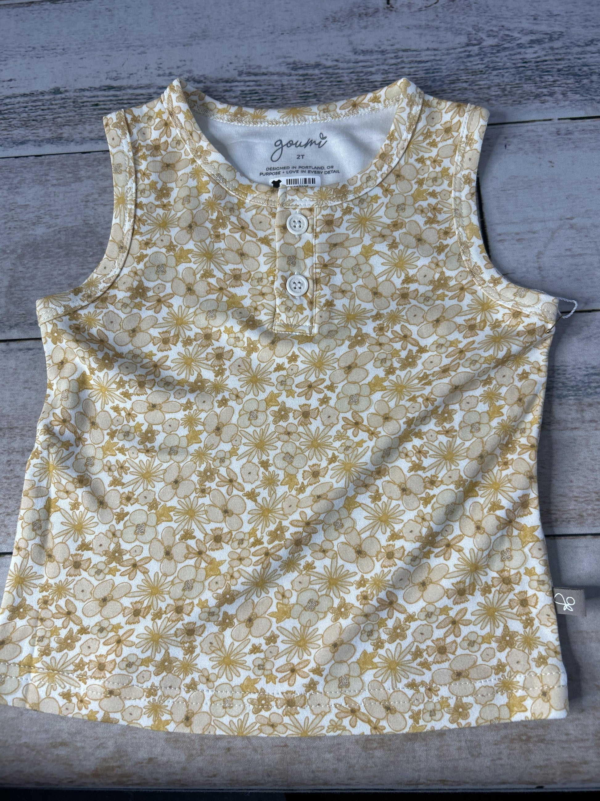 Goumi Unisex Yellow | Flowers Shirt Size: 2T Yellow | Flowers