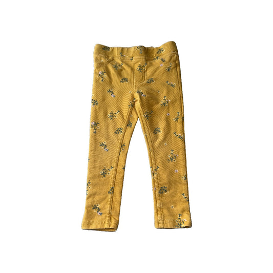 H&M Girls Yellow | Flowers Pants Size: 18-24 months Yellow | Flowers