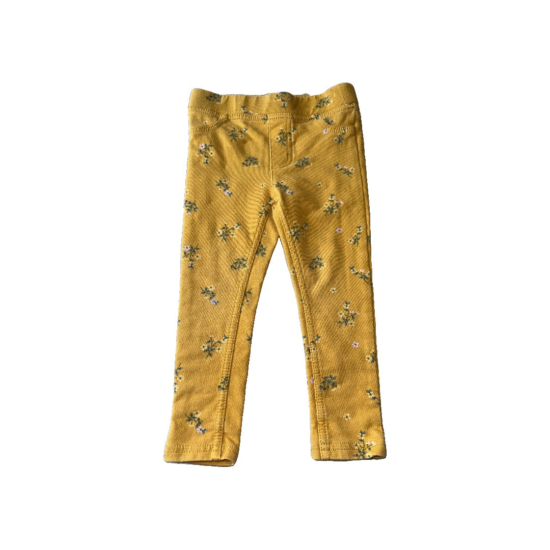 H&M Girls Yellow | Flowers Pants Size: 18-24 months Yellow | Flowers