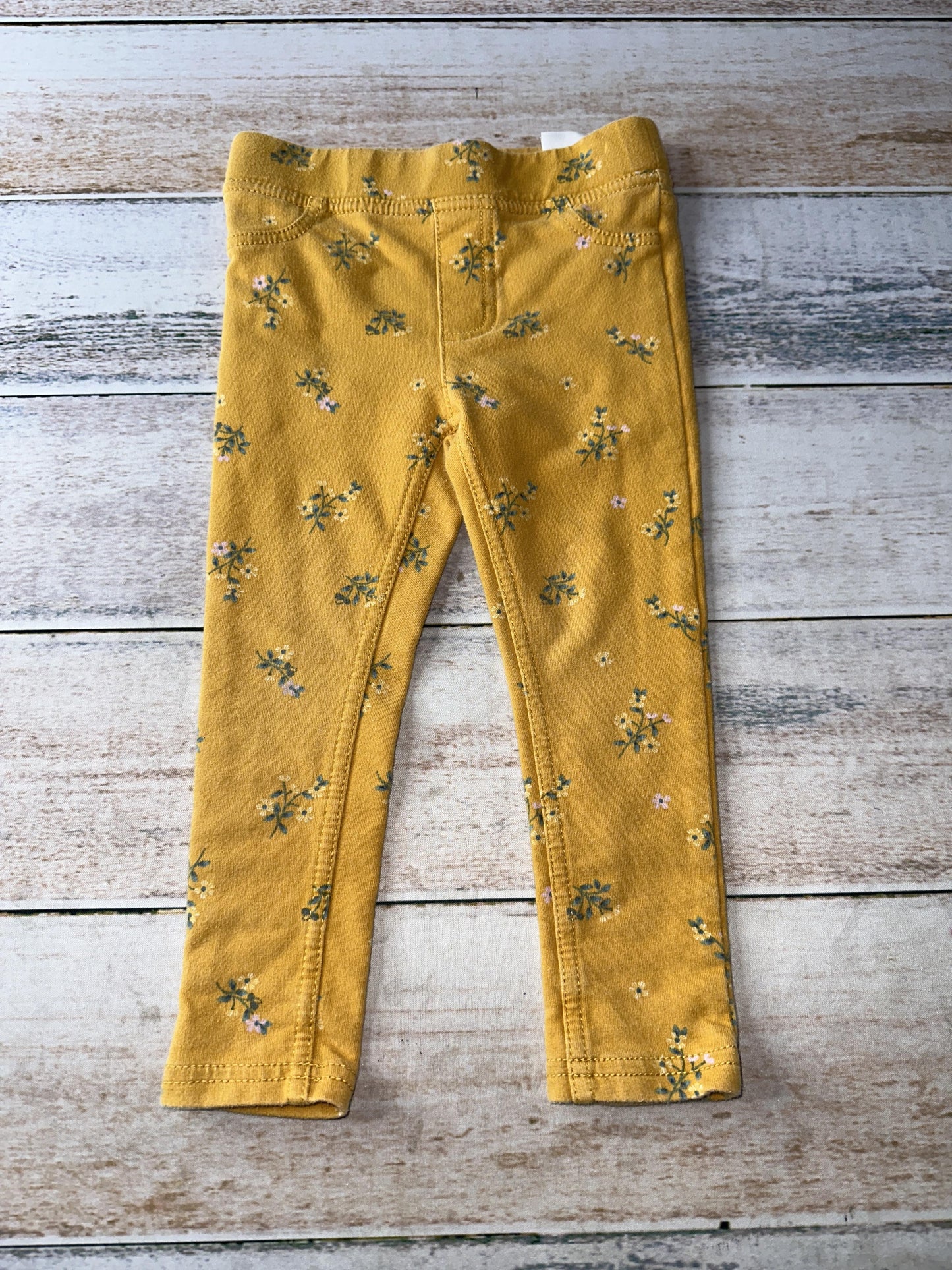 H&M Girls Yellow | Flowers Pants Size: 18-24 months Yellow | Flowers