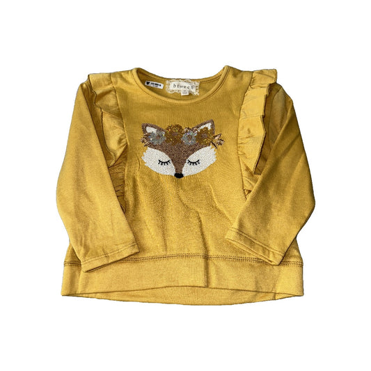 Btween Girls Yellow | Fox Long Sleeve Shirt Size: 2T Yellow | Fox