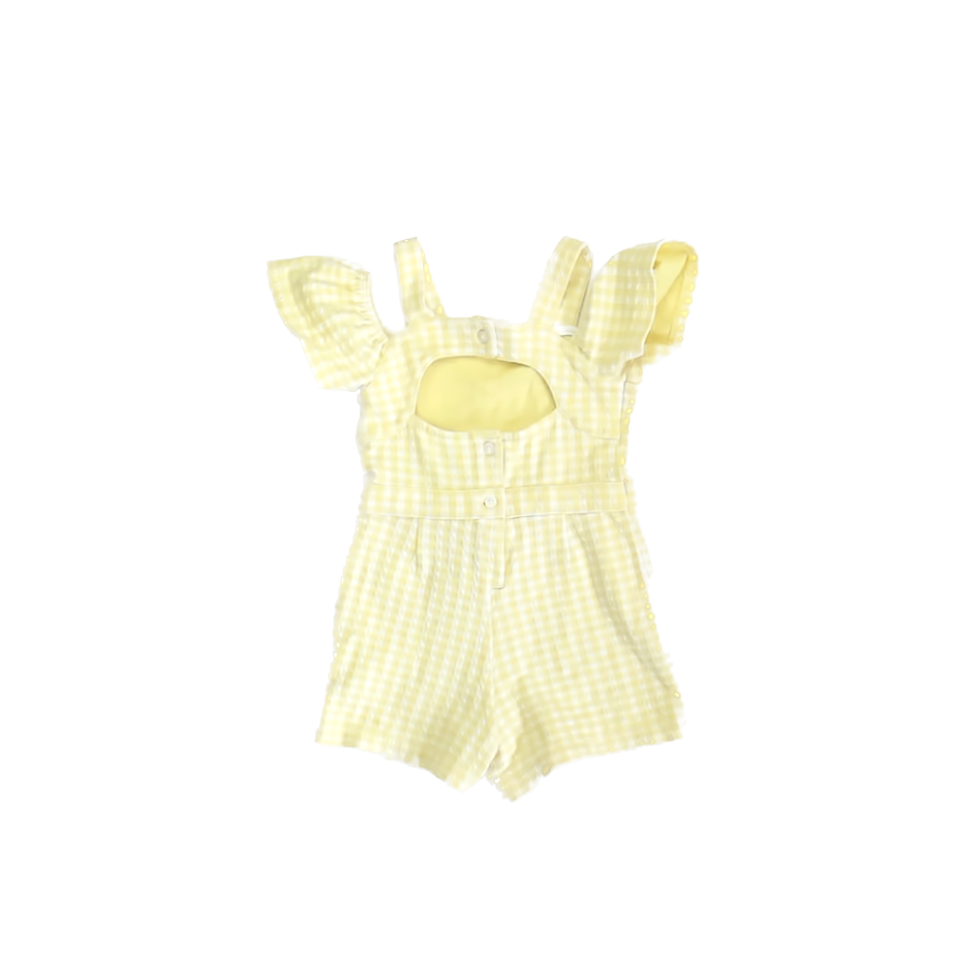 Janie and Jack Girls Yellow Gingham Romper Size: 2T Yellow Gingham