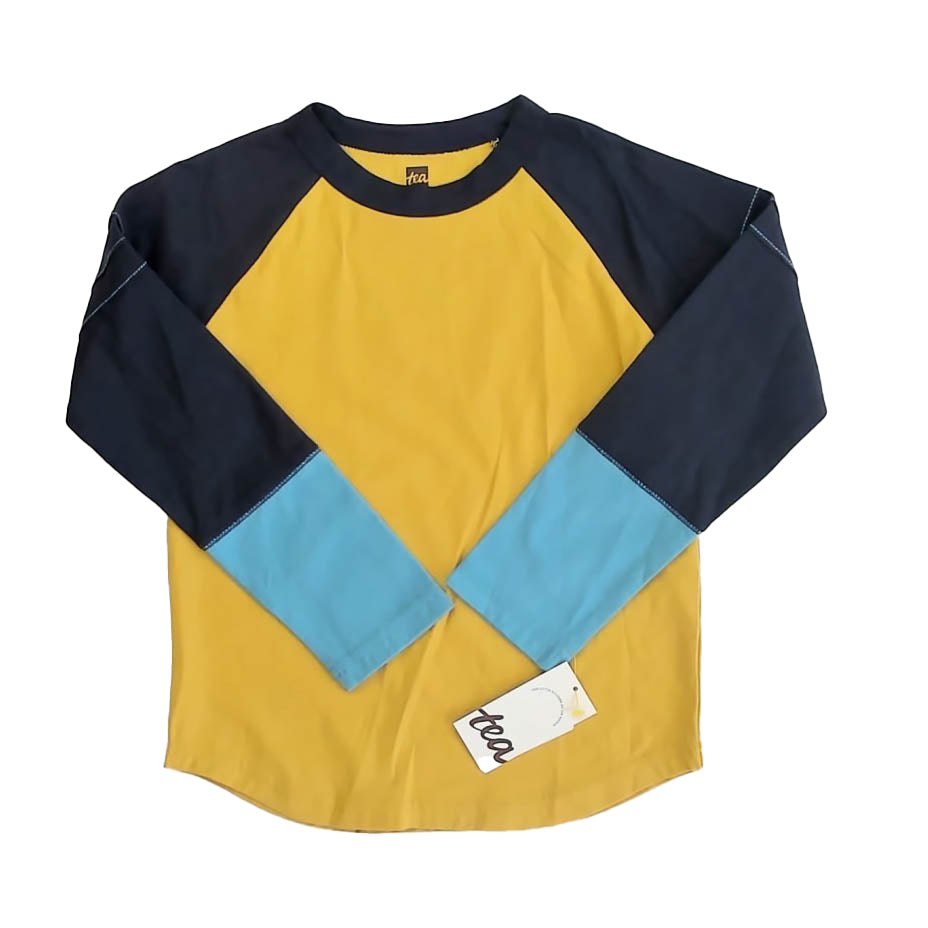 Tea Collection Boys Yellow | Gray Colorblock Long Sleeve T-Shirt Size: 5T Yellow | Gray Colorblock