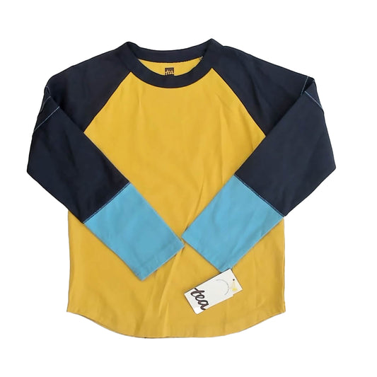 Tea Collection Boys Yellow | Gray Colorblock Long Sleeve T-Shirt Size: 5T Yellow | Gray Colorblock