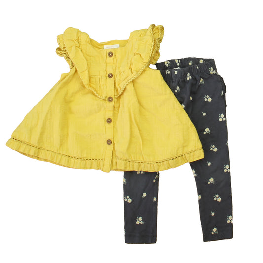 Shabby Chic Girls Yellow | Gray Apparel Sets Size: 12 Months Yellow | Gray