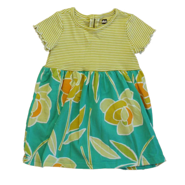 Tea Girls Yellow | Green Floral Dress Size: 12-18 Months