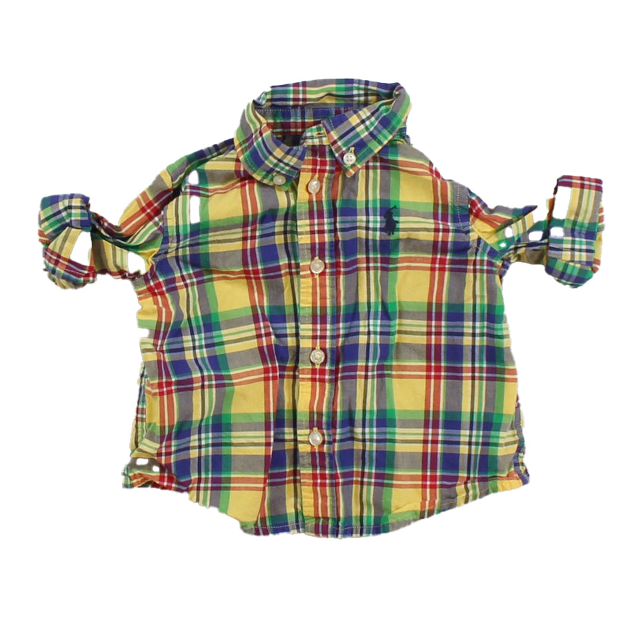 Ralph Lauren Boys Yellow | Green | Plaid Button Down Long Sleeve Size: 6 Months Yellow | Green | Plaid