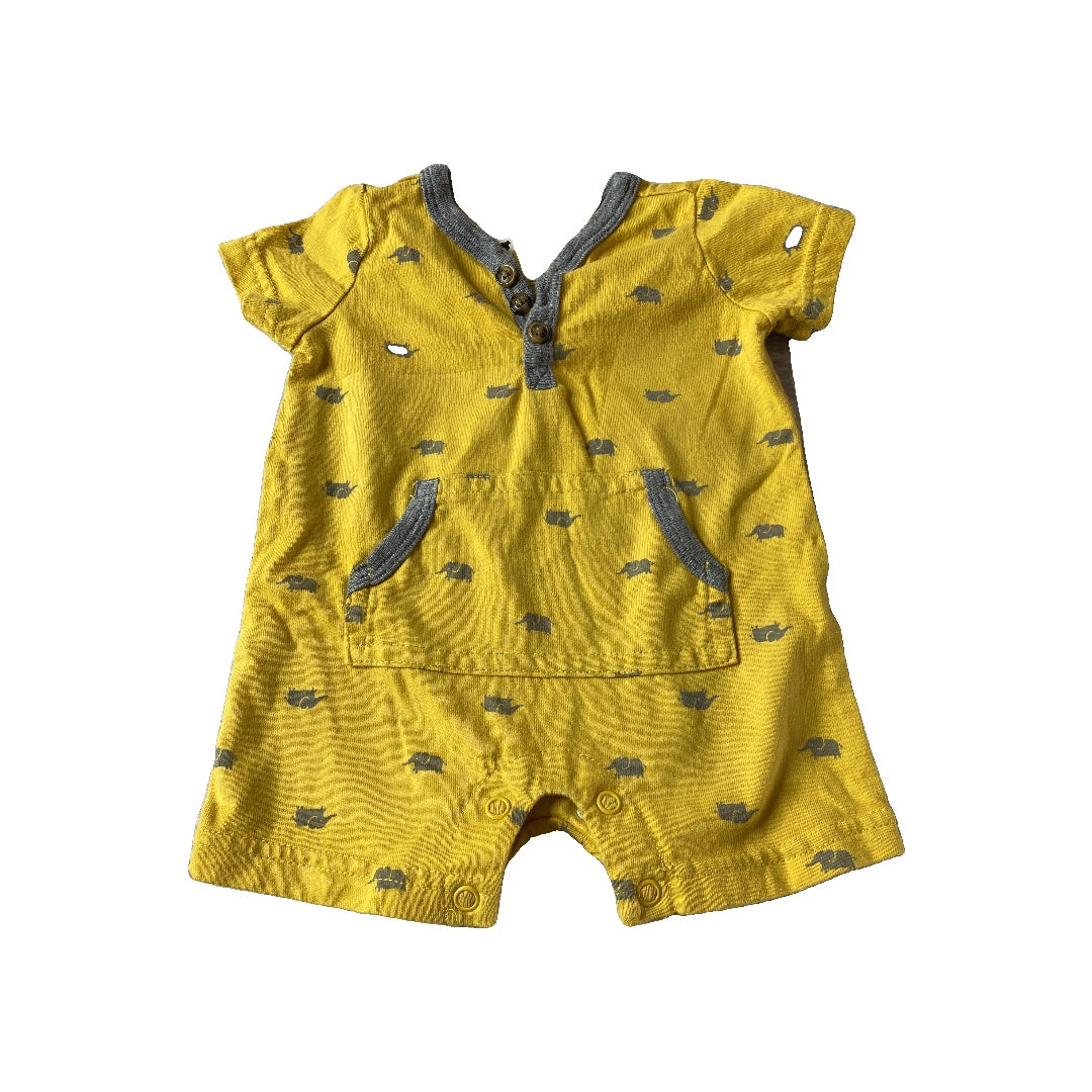 Carters Unisex Yellow | Grey | Elephant Romper Size: 0-3 months Yellow | Grey | Elephant