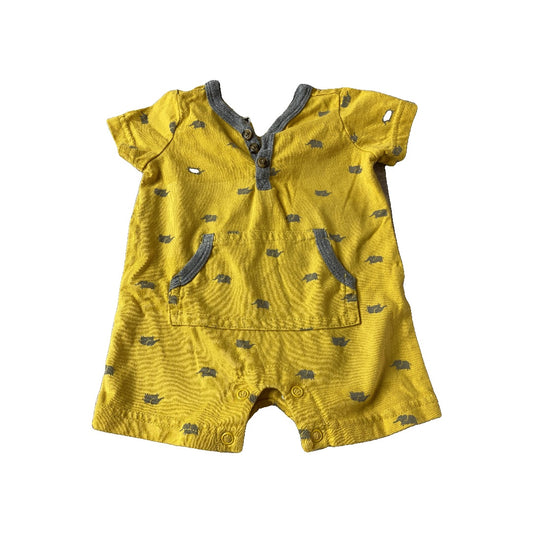 Carters Unisex Yellow | Grey | Elephant Romper Size: 0-3 months Yellow | Grey | Elephant