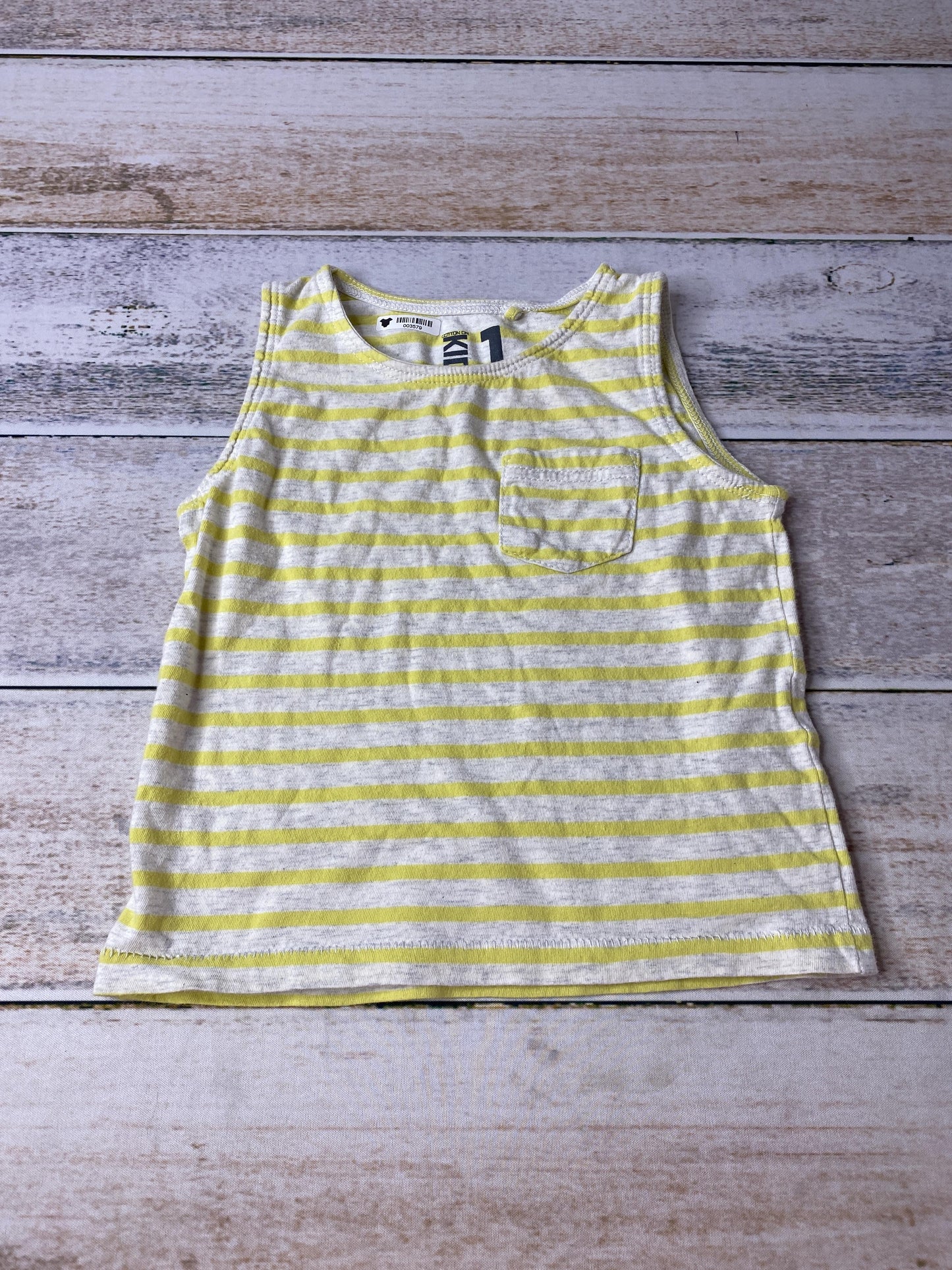 Boys Yellow | Grey | Stripe Tank Top Size: 12M Yellow | Grey | Stripe