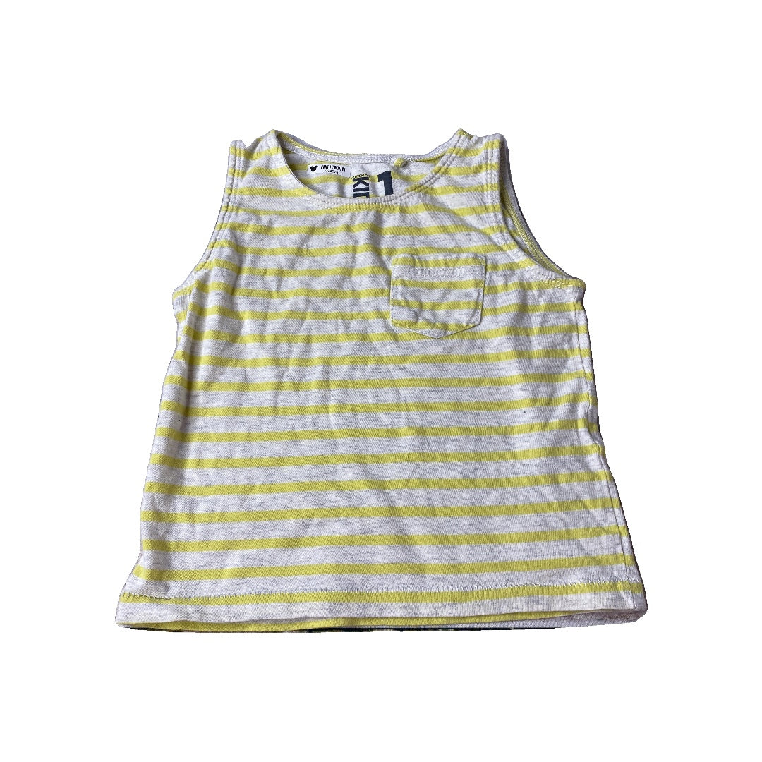Boys Yellow | Grey | Stripe Tank Top Size: 12M Yellow | Grey | Stripe
