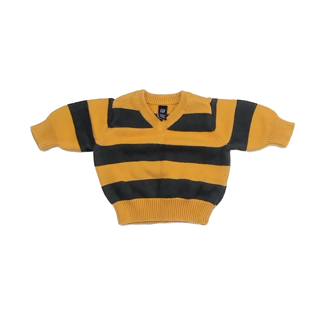 Gap Boys Yellow & Grey Stripe Sweater Size: 3-6 Months Yellow & Grey Stripe