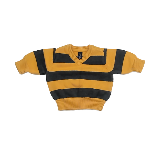 Gap Boys Yellow & Grey Stripe Sweater Size: 3-6 Months Yellow & Grey Stripe