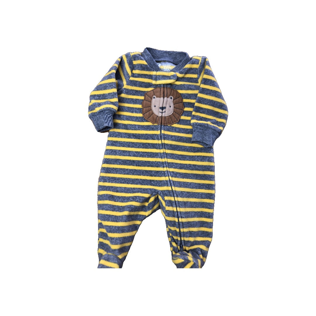 Carters Unisex Yellow | Grey | Striped Pajamas Size: Newborn Yellow | Grey | Striped