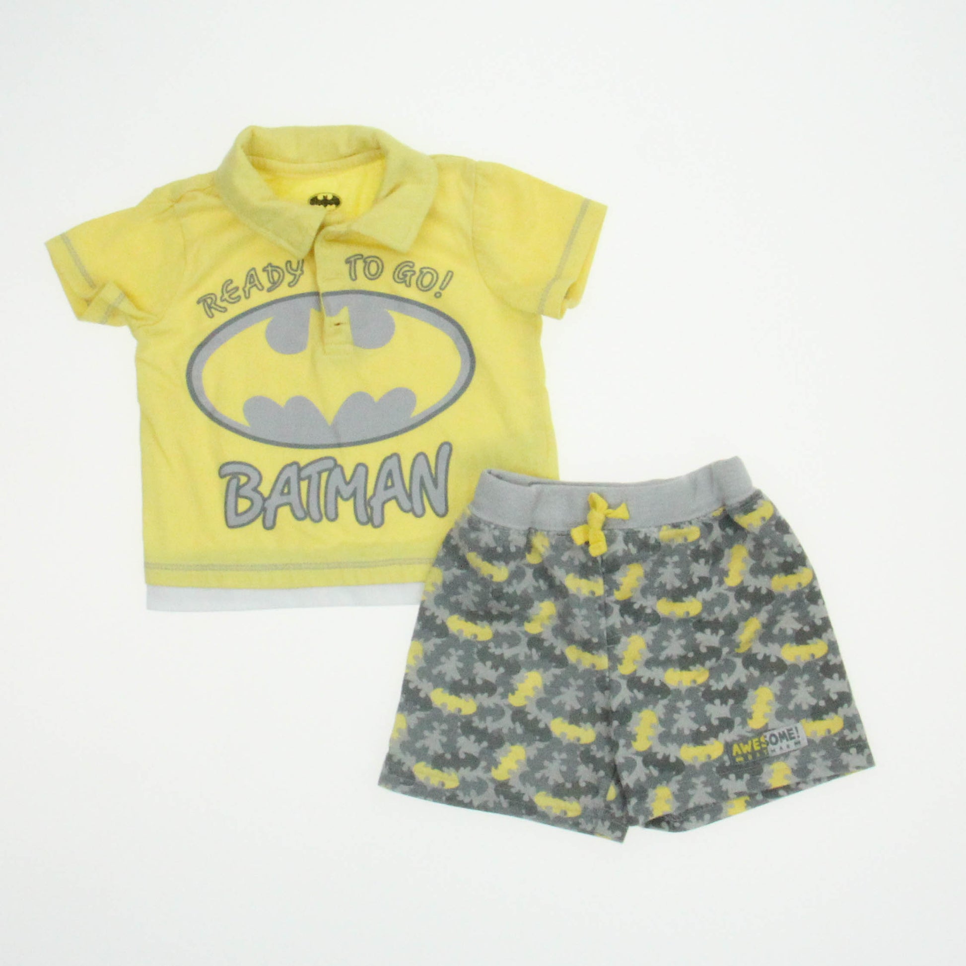 Batman Boys Yellow | Grey Apparel Sets Size: 0-3 Months Yellow | Grey