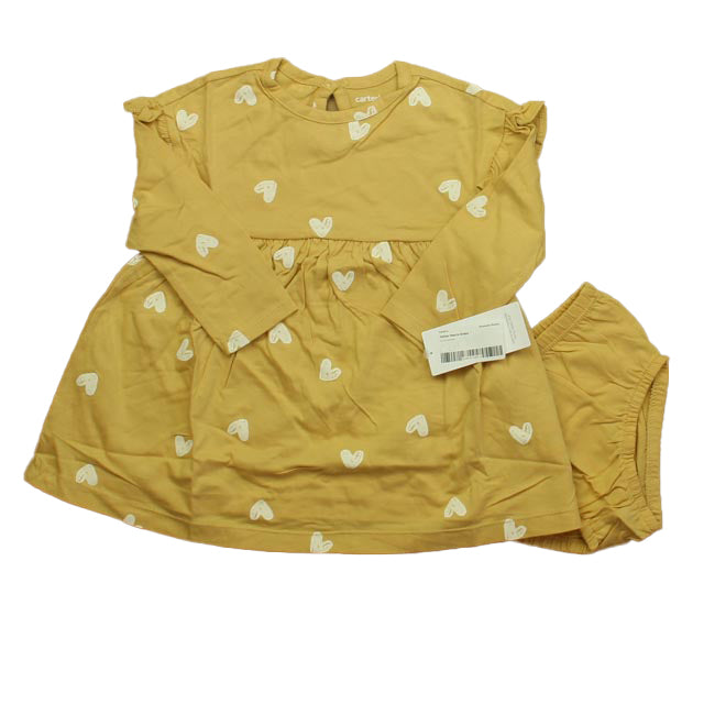 Carter's Girls Yellow Hearts Dress Size: 18 Months Yellow Hearts