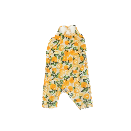 Old Navy Girls Yellow Lemons Romper Size: 12-18 Months Yellow Lemons