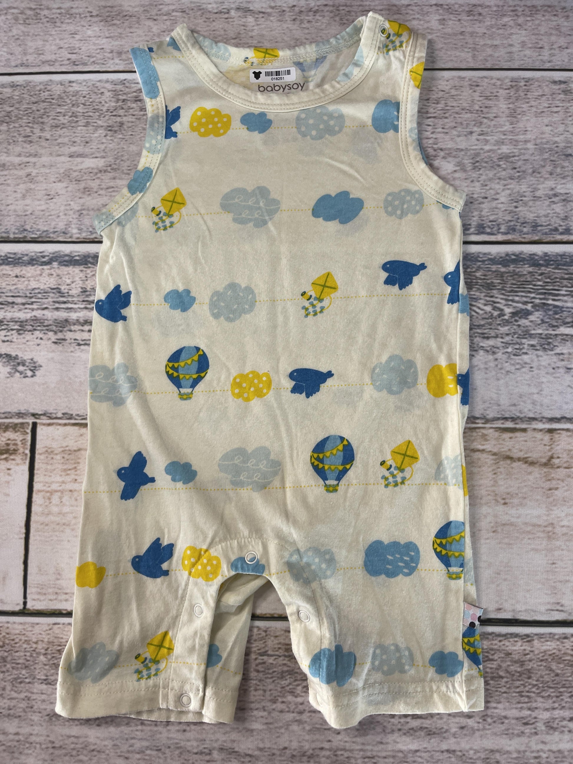 Babysoy Unisex Yellow | Light Blue | cream Romper Size: 12-18 months Yellow | Light Blue | cream