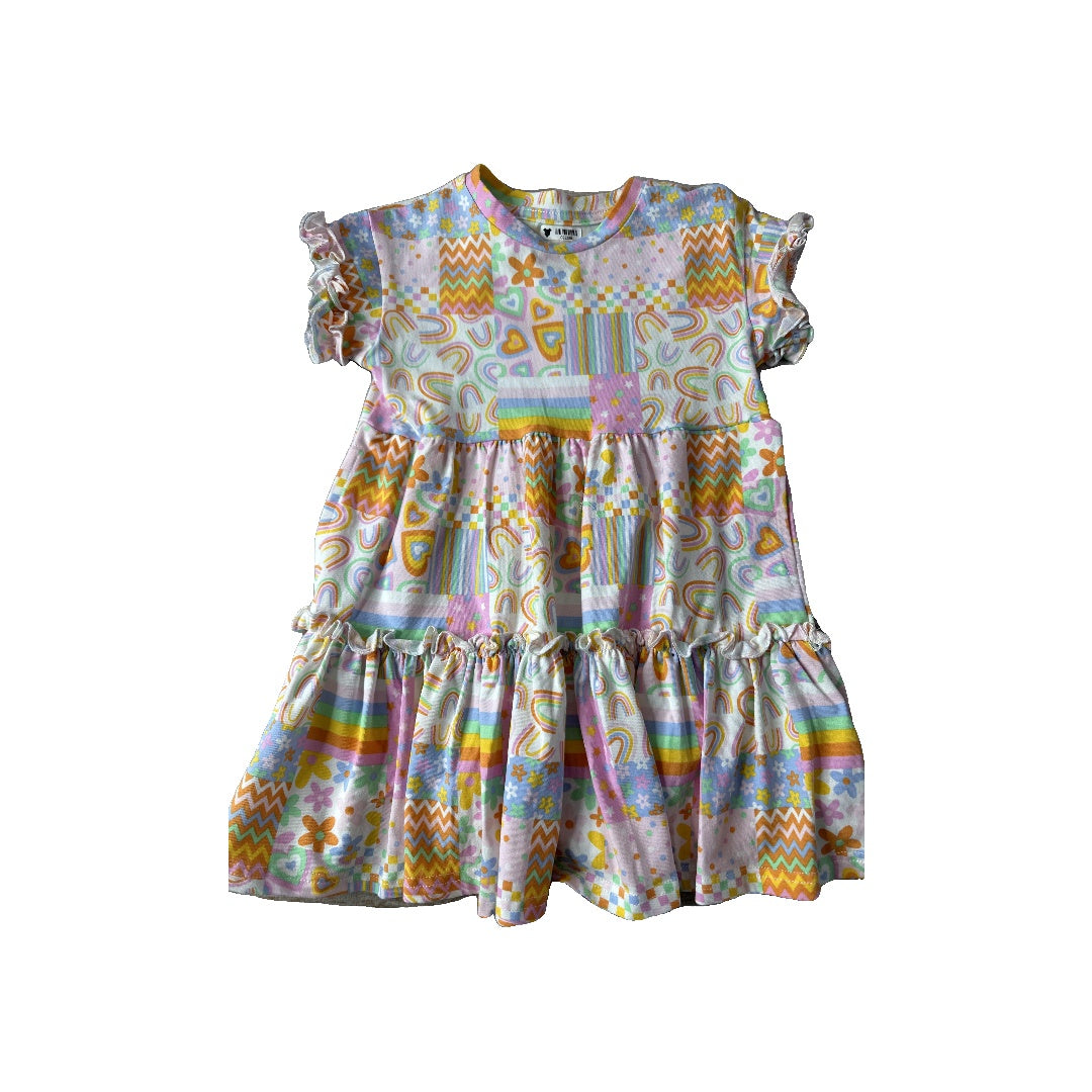 Andy & Evan Girls Yellow | Light Blue | light green | pink Dress Size: 3T Yellow | Light Blue | light green | pink
