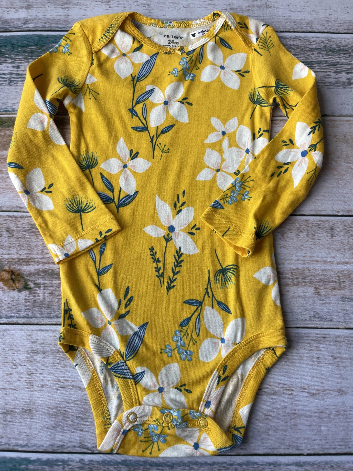 Carters Girls Yellow | Light Blue | light green | White Onesie Size: 24 months Yellow | Light Blue | light green | White