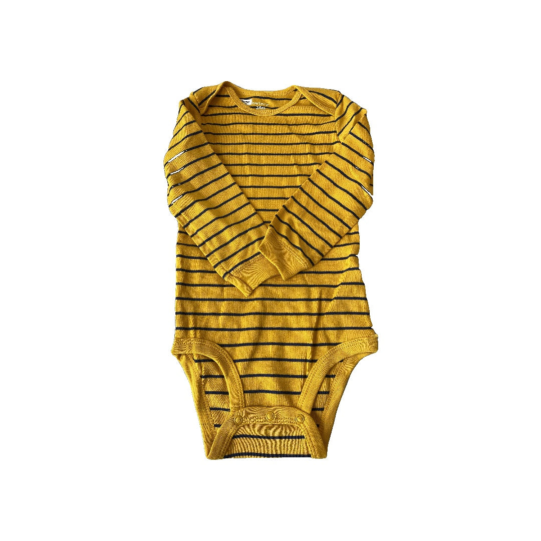 Carters Boys Yellow | Navy Blue | Striped Onesie Size: 24 months Yellow | Navy Blue | Striped