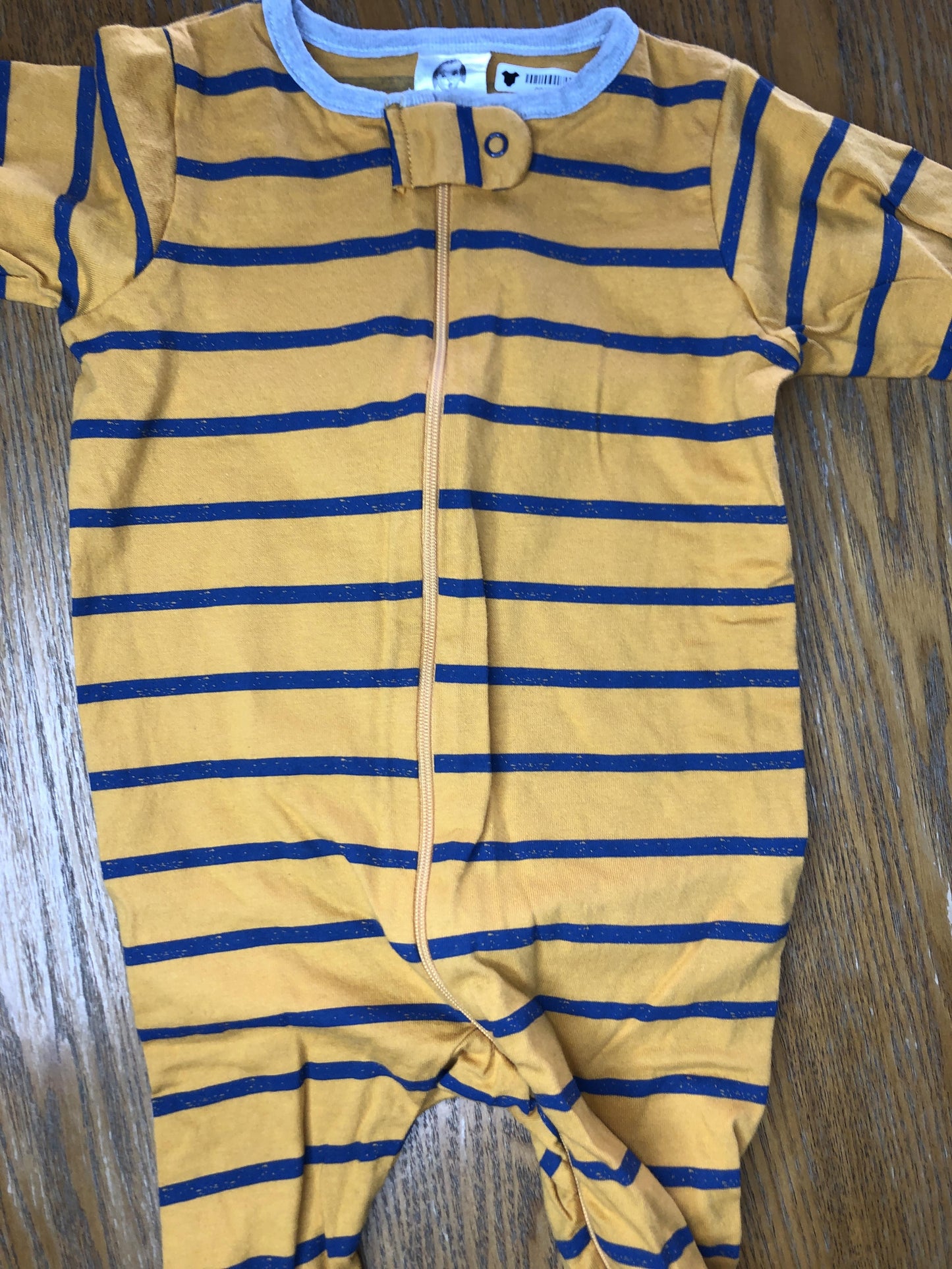 Gerber Childrenswear Boys Yellow | Navy Blue | Striped Pajamas Size: 3-6 months Yellow | Navy Blue | Striped