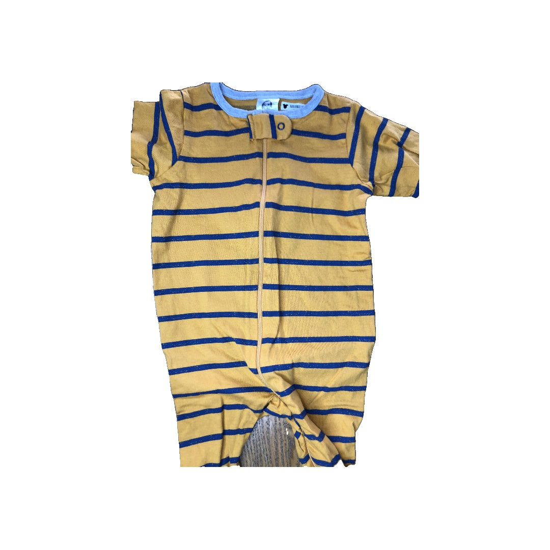 Gerber Childrenswear Boys Yellow | Navy Blue | Striped Pajamas Size: 3-6 months Yellow | Navy Blue | Striped