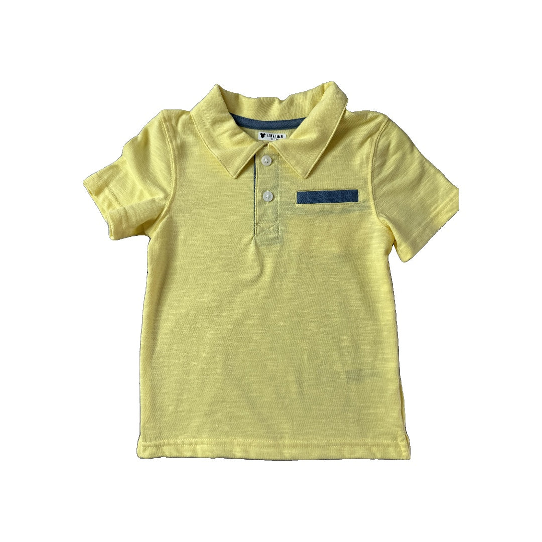 Cat & Jack Boys Yellow | Navy Blue Polo Shirt Size: 2T Yellow | Navy Blue