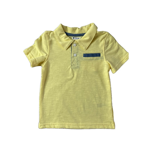 Cat & Jack Boys Yellow | Navy Blue Polo Shirt Size: 2T Yellow | Navy Blue
