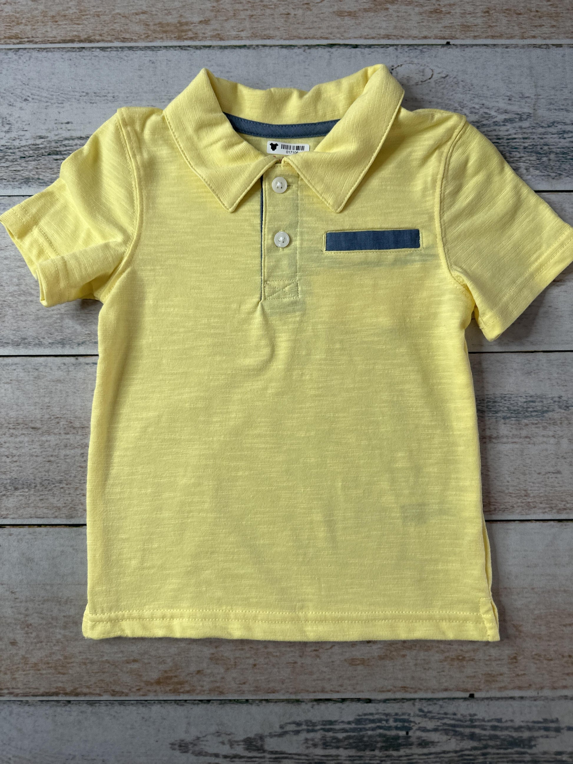 Cat & Jack Boys Yellow | Navy Blue Polo Shirt Size: 2T Yellow | Navy Blue