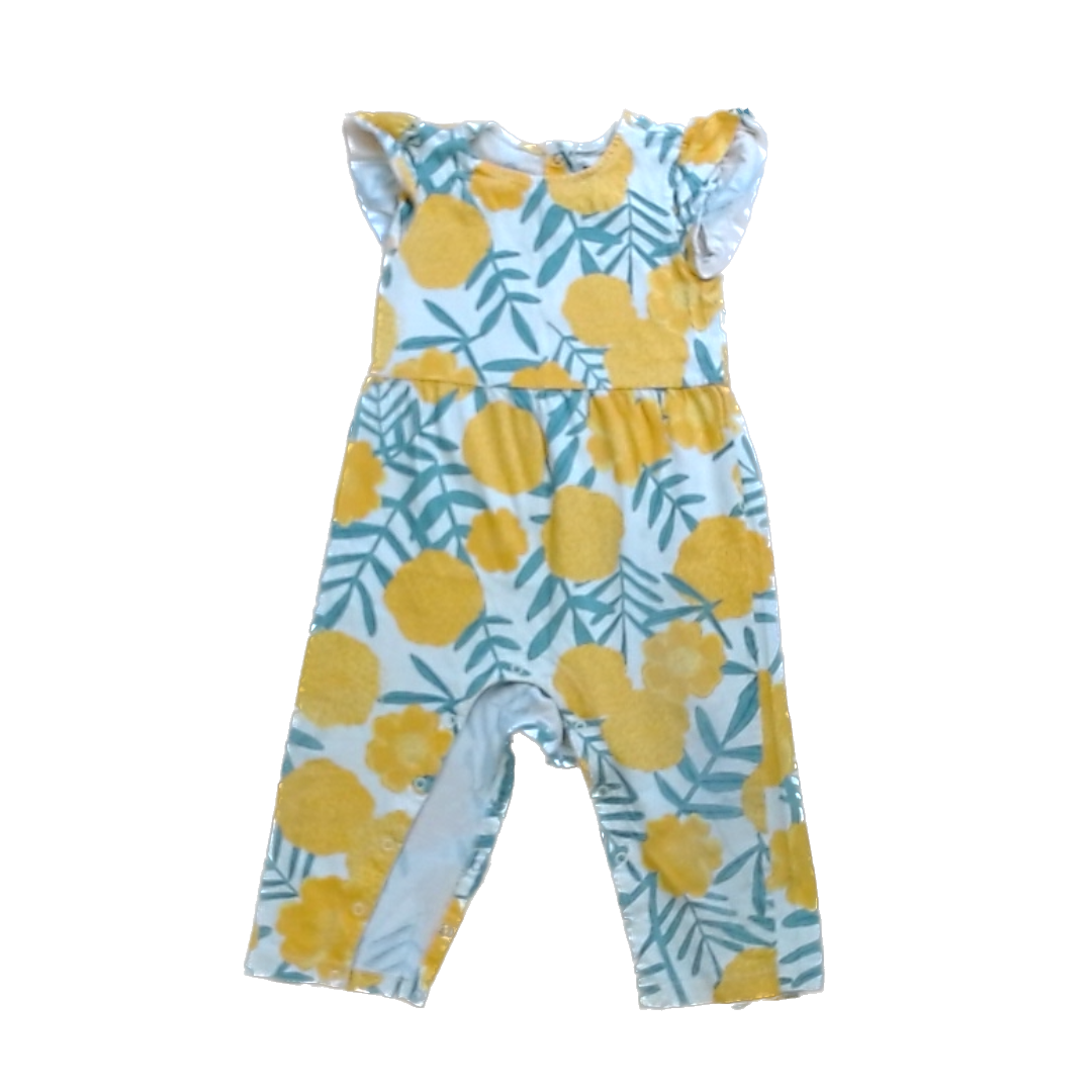 Tea Collection Boys Yellow | Orange Flowers Romper Size: 12-18 Months Yellow | Orange Flowers