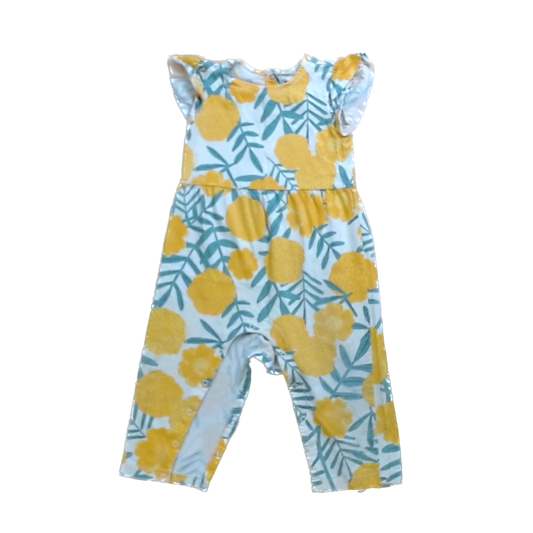 Tea Collection Boys Yellow | Orange Flowers Romper Size: 12-18 Months Yellow | Orange Flowers