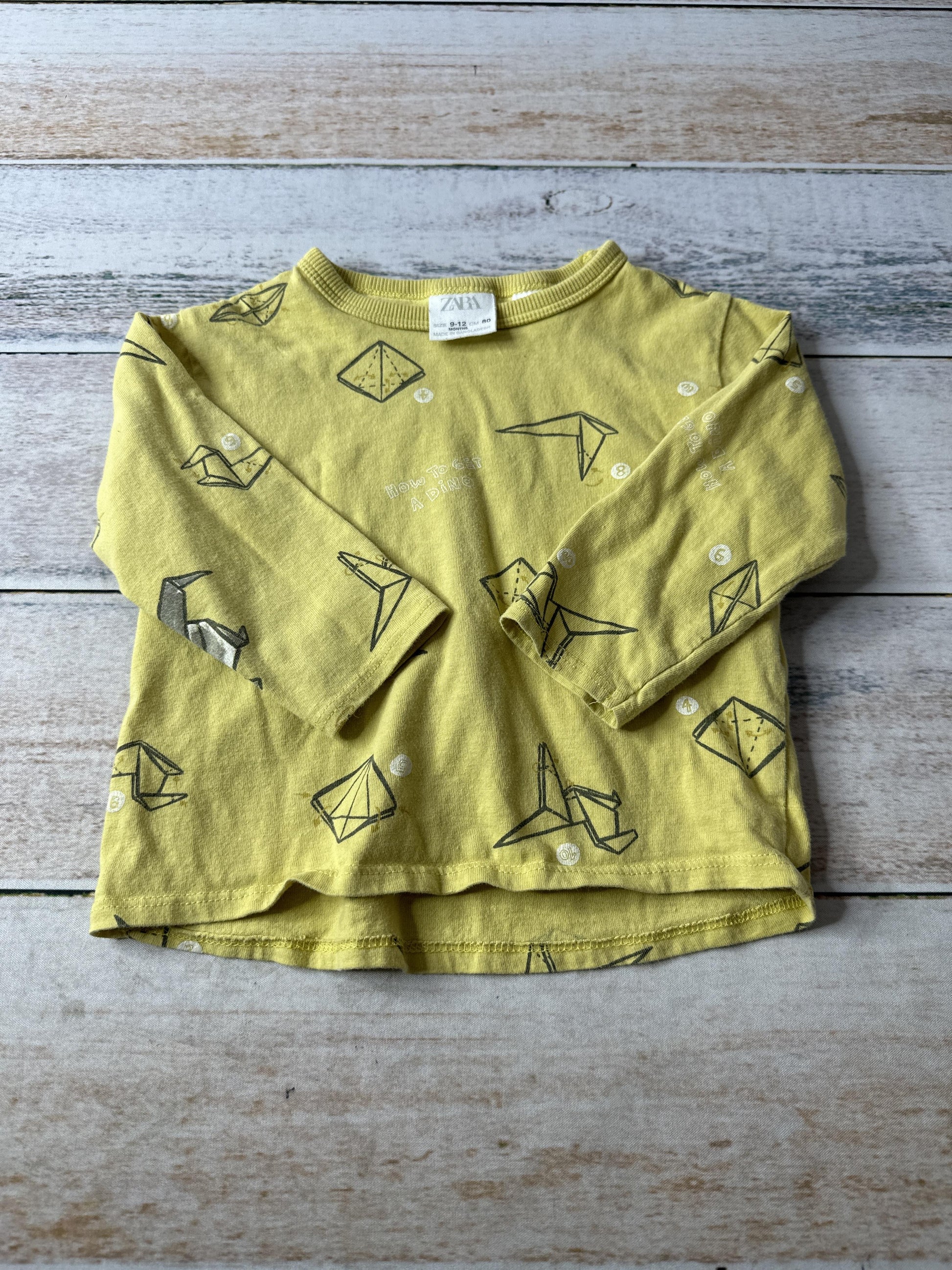 Zara Boys Yellow | Pattern Long Sleeve Shirt Size: 9-12 Months Yellow | Pattern