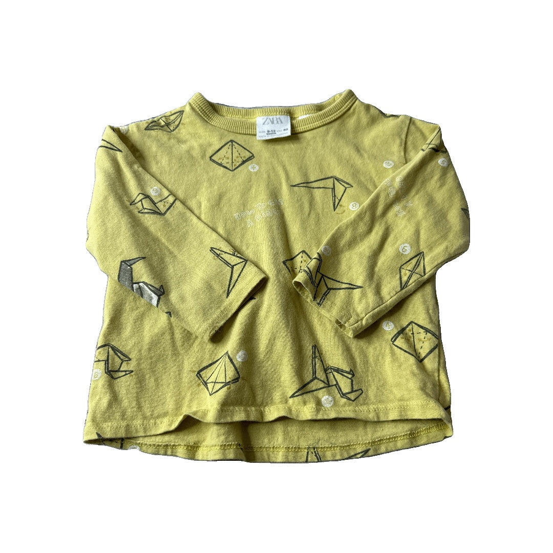 Zara Boys Yellow | Pattern Long Sleeve Shirt Size: 9-12 Months Yellow | Pattern
