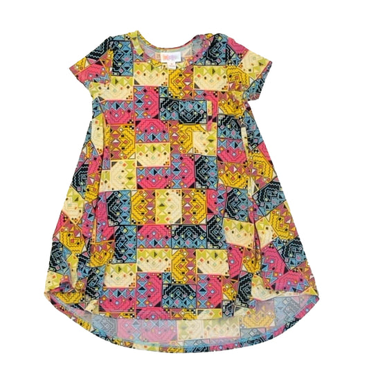 LulaRoe Girls Yellow | Pink | Black Dress Size: 4T Yellow | Pink | Black
