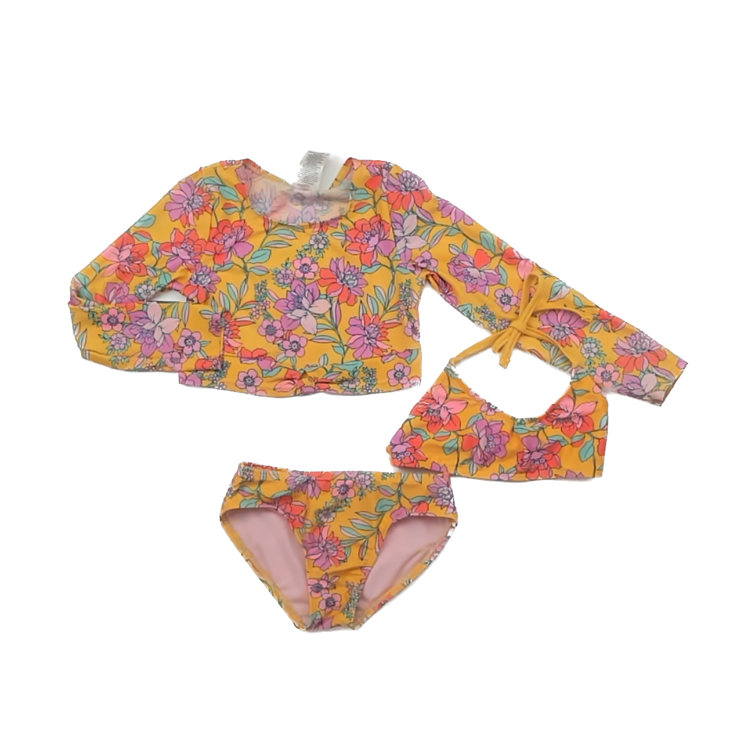 Art Class Girls Yellow | Pink Floral 2-piece Pajamas Size: XS (4-5T) Yellow | Pink Floral