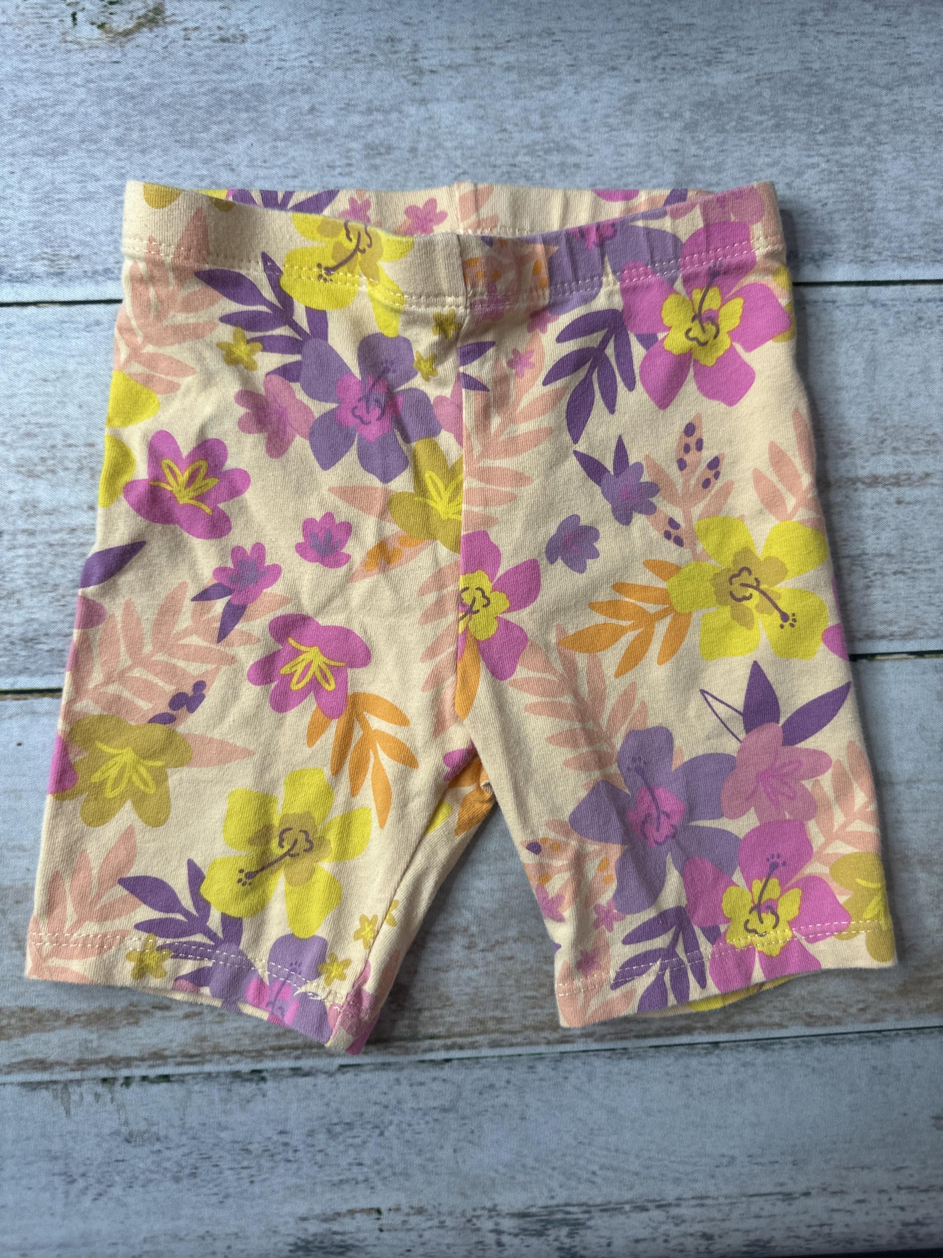 Girls Yellow | Pink floral Shorts Size: 3T Yellow | Pink floral